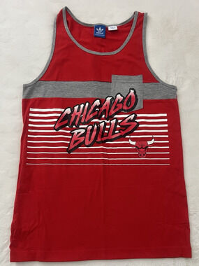 Adidas Chicago Bulls Tank Top Red Gray Pocket Graphic Mens Small NBA